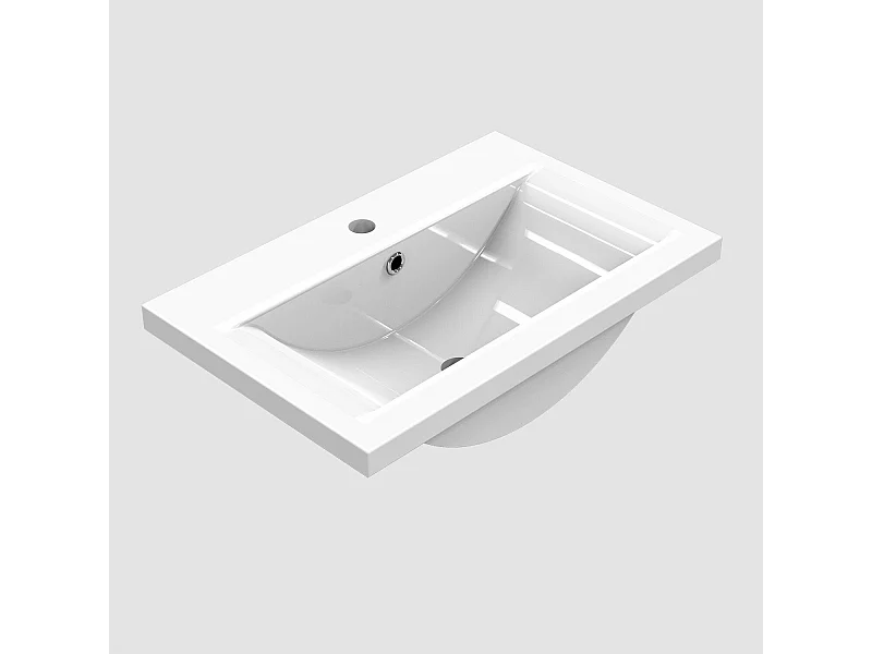 Aica vasque simple céramique de synthèse blanc l.51 x P.48 cm vasque à encastrer