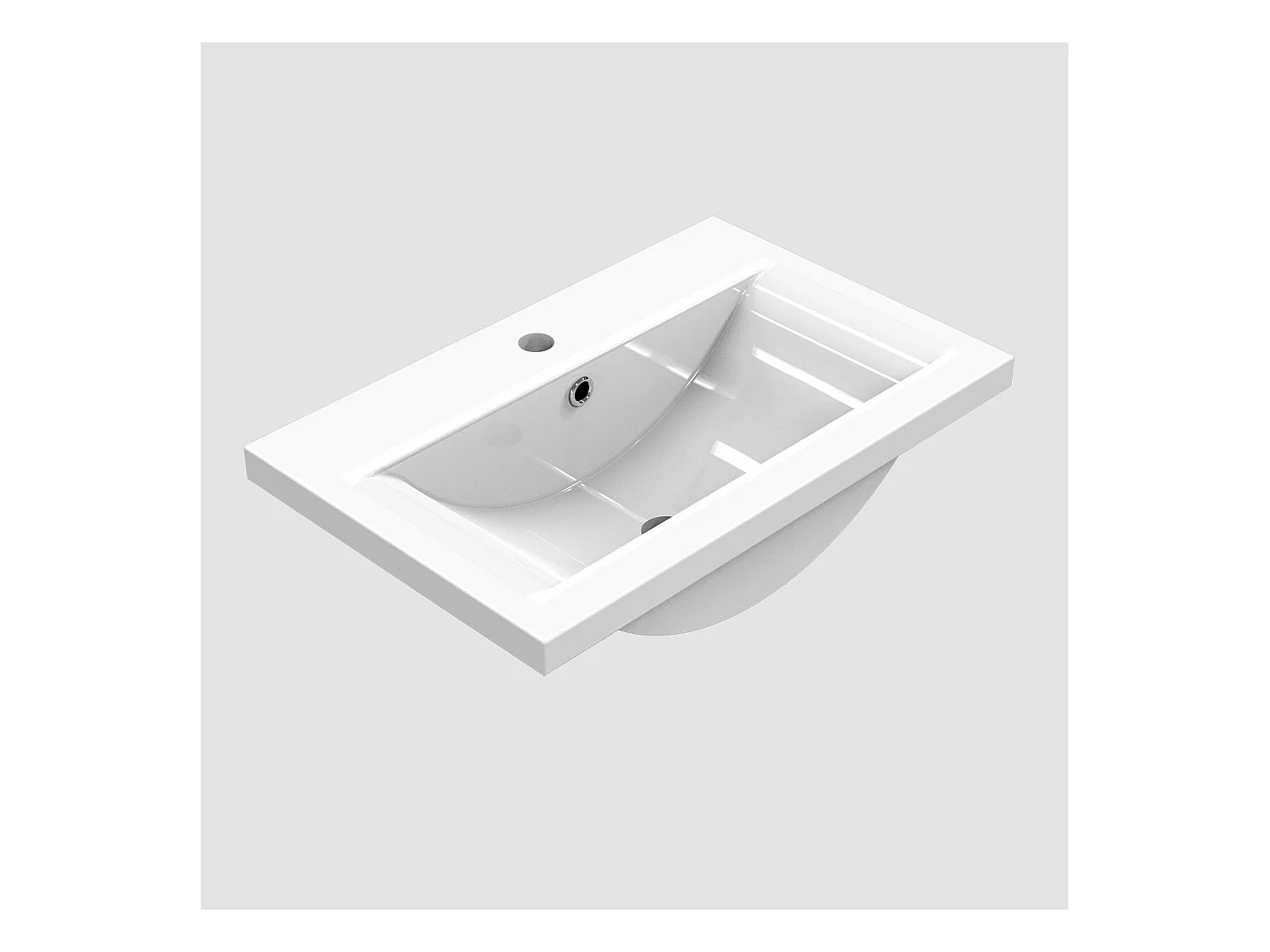Aica vasque simple céramique de synthèse blanc l.51 x P.48 cm vasque à encastrer