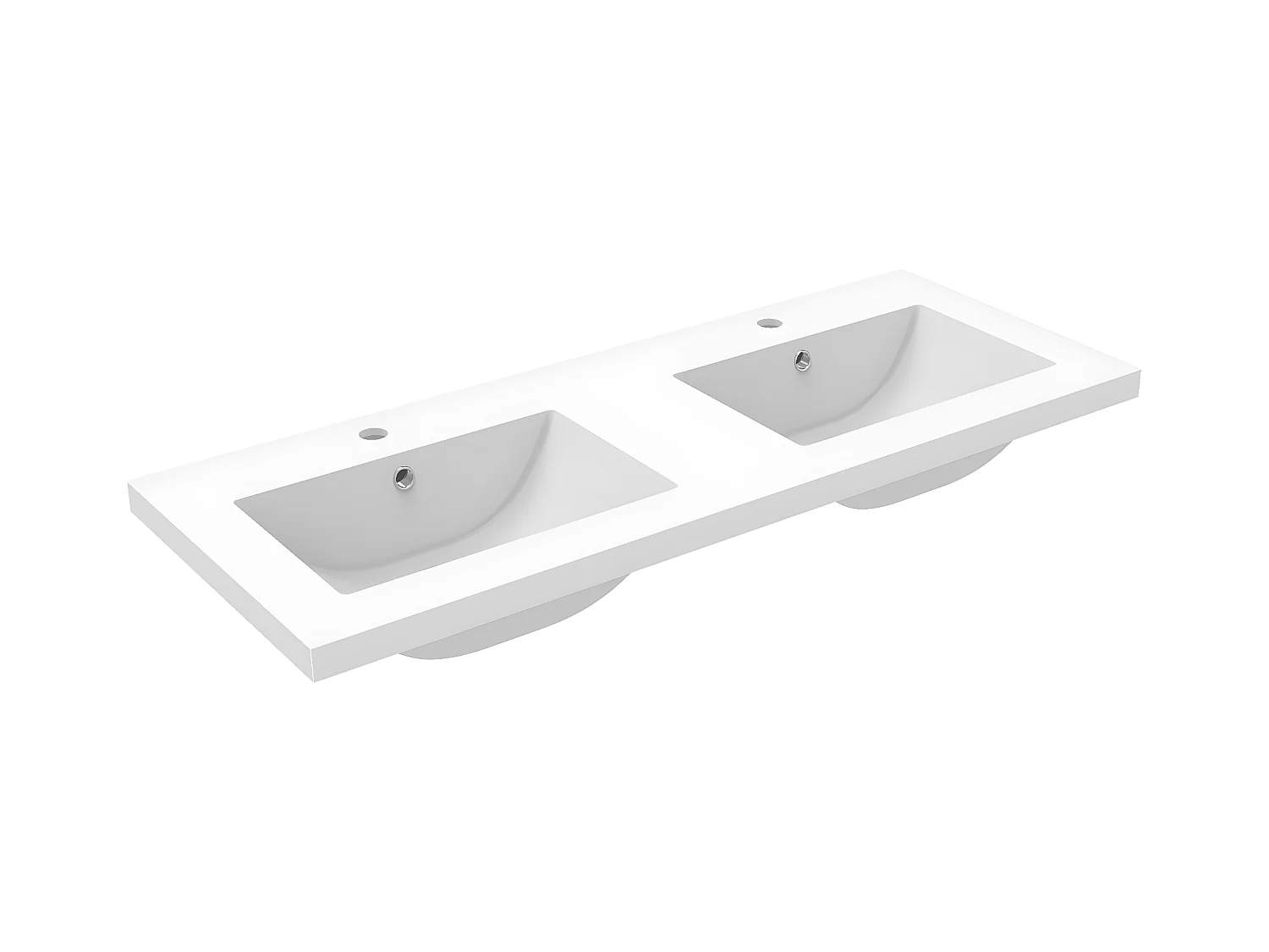 Aica vasque double Résine de synthèse blanc l.120 x P.46.5 cm vasque à encastrer