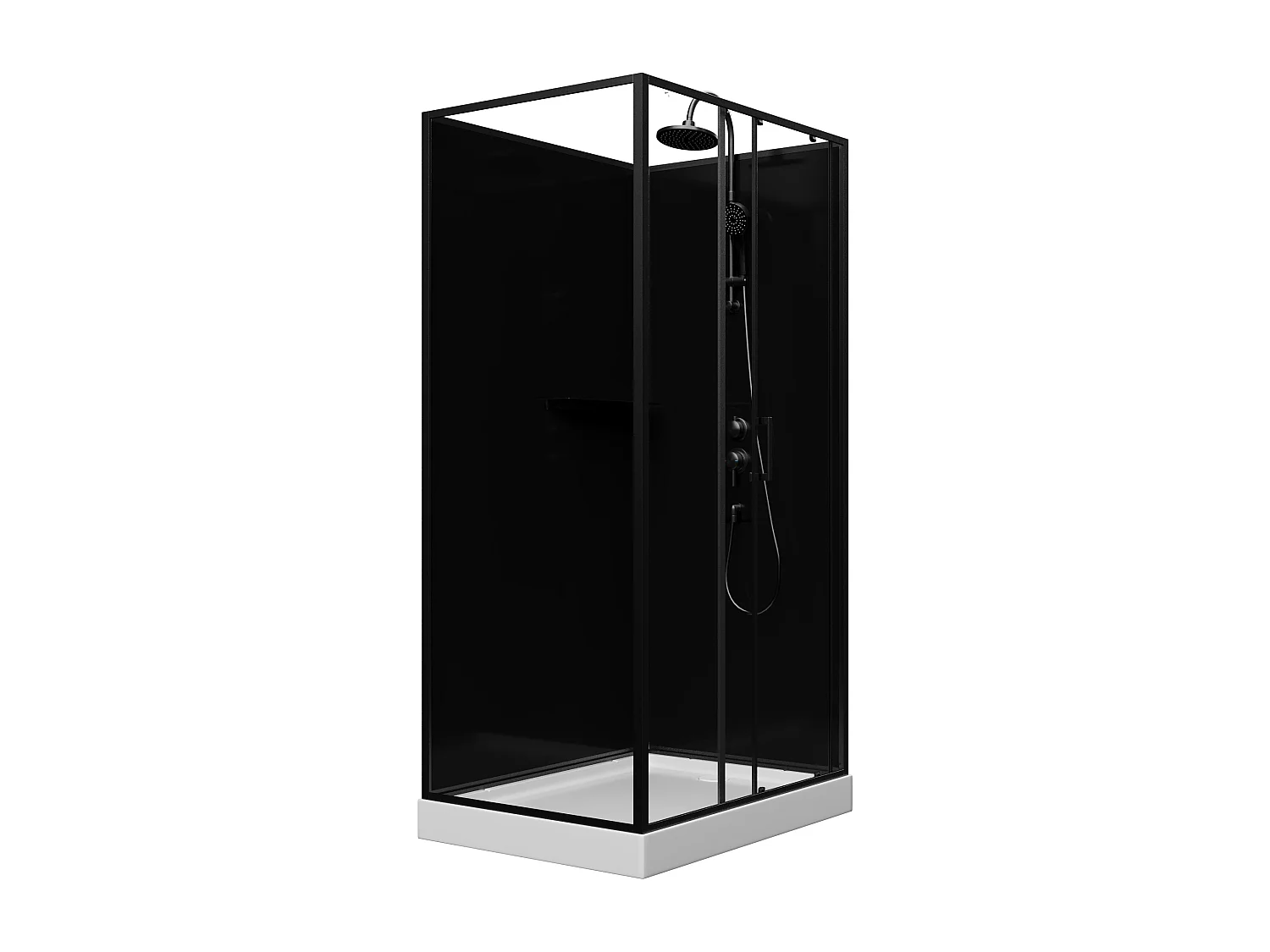 Rechthoekige douchecabine - Omkeerbare installatie - Zwart - L110 x B80 x H225 cm - ZODANI