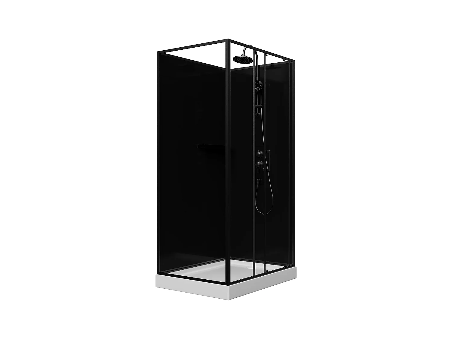 Cabine de douche rectangulaire - Installation réversible - Noir - L110 x l80 x H225 cm - ZODANI