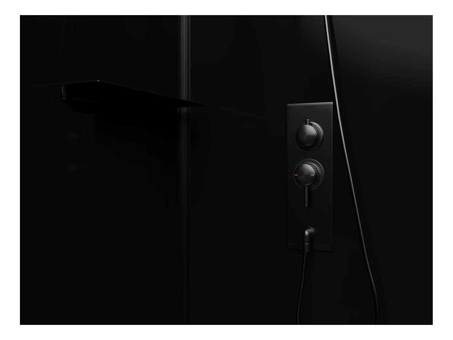 Cabine de douche rectangulaire - Installation réversible - Noir - L110 x l80 x H225 cm - ZODANI