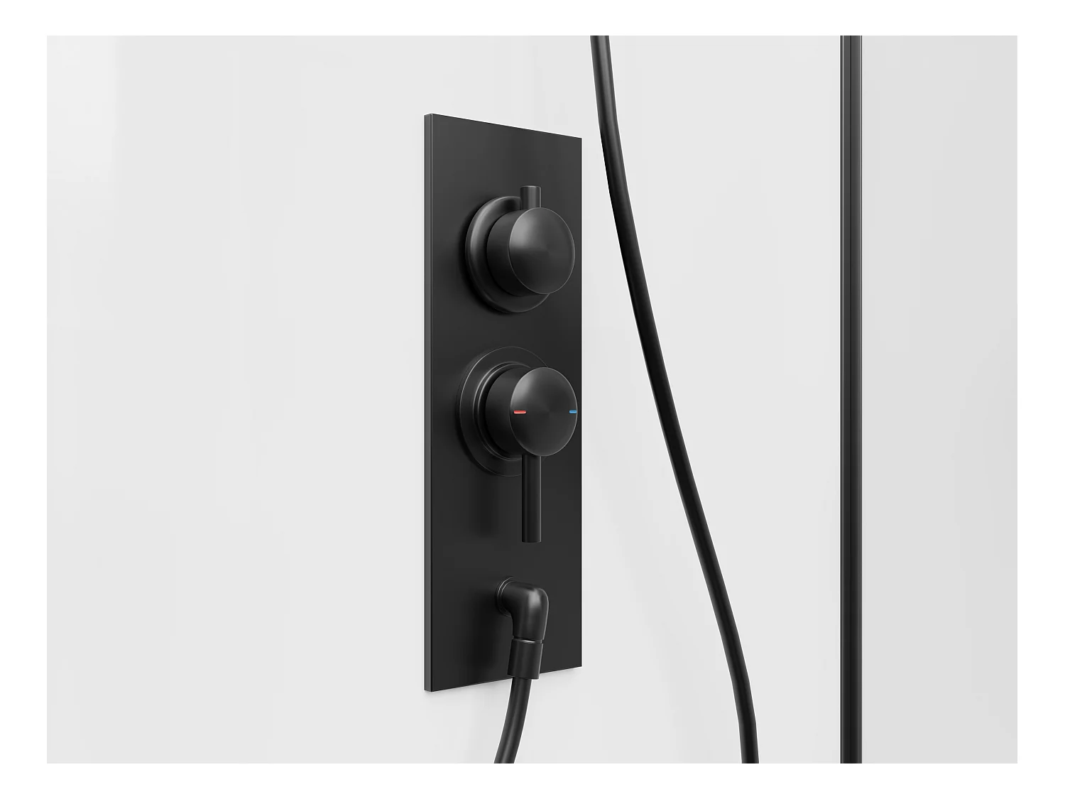 Cabine de douche rectangulaire sérigraphiée - Installation réversible - Blanc et Noir mat - L110 x l80 x H225 cm - GAVILA