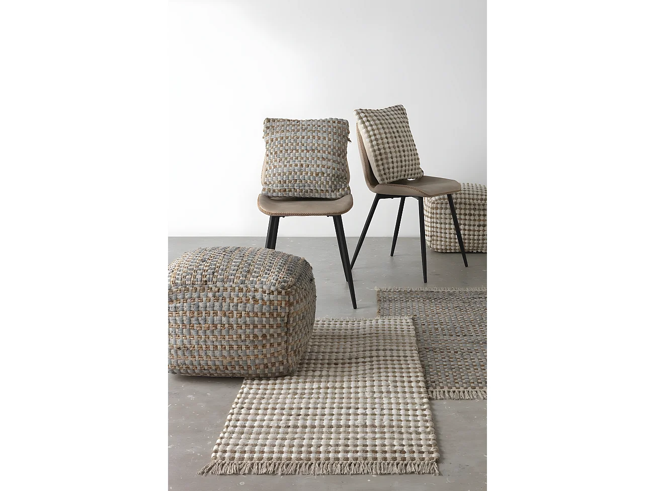 Kissen aus Baumwolle und natürlicher Jute, 45 x 45 cm