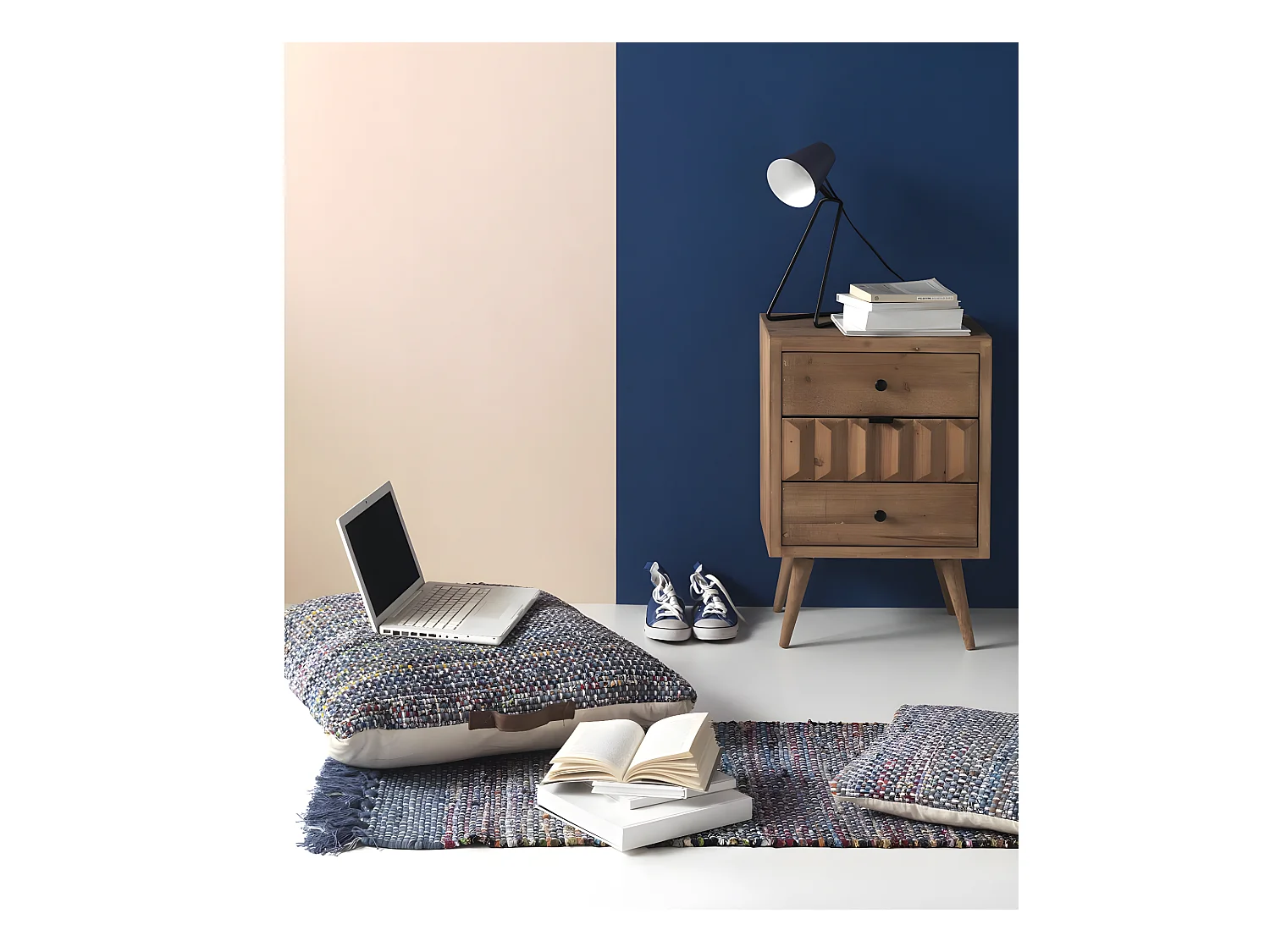 Cojín y Puf de suelo algodón 75x75 cm