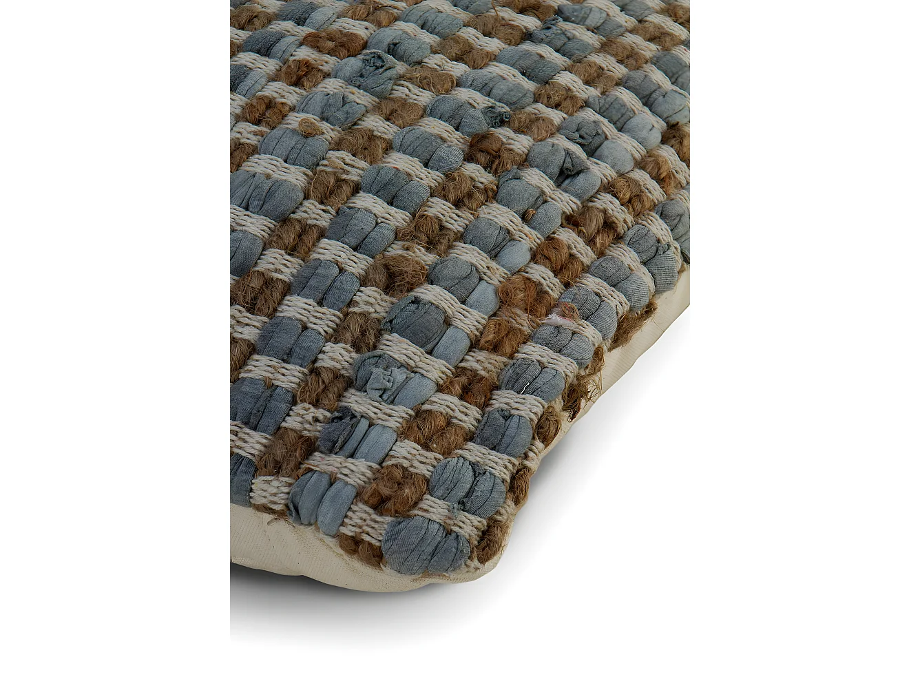 Hellgraues Kissen aus Baumwolle und Jute, 45 x 45 cm