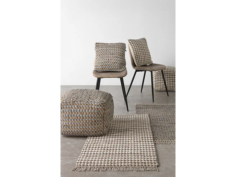 Coussin en coton et jute gris clair 45 x 45 cm