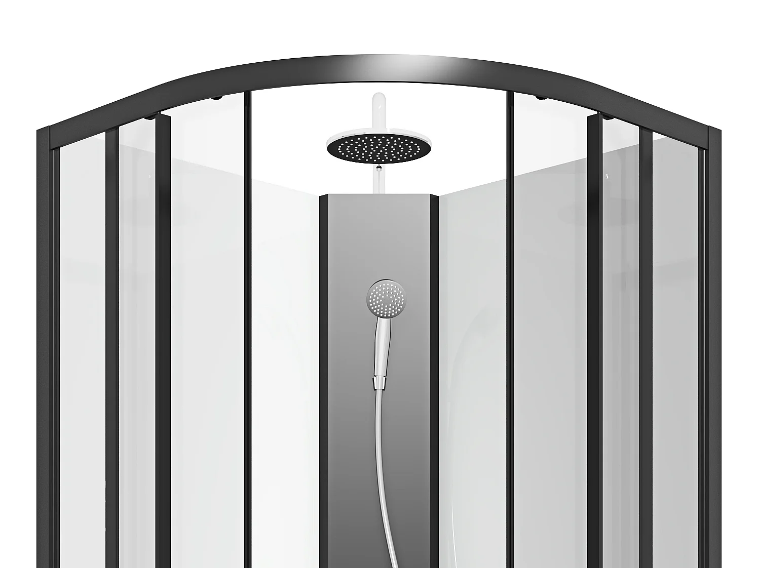 Cabine de douche quart de cercle - Hauteur ajustable - L90 x l90 x H200/220 cm - Noir et blanc - ROVATA