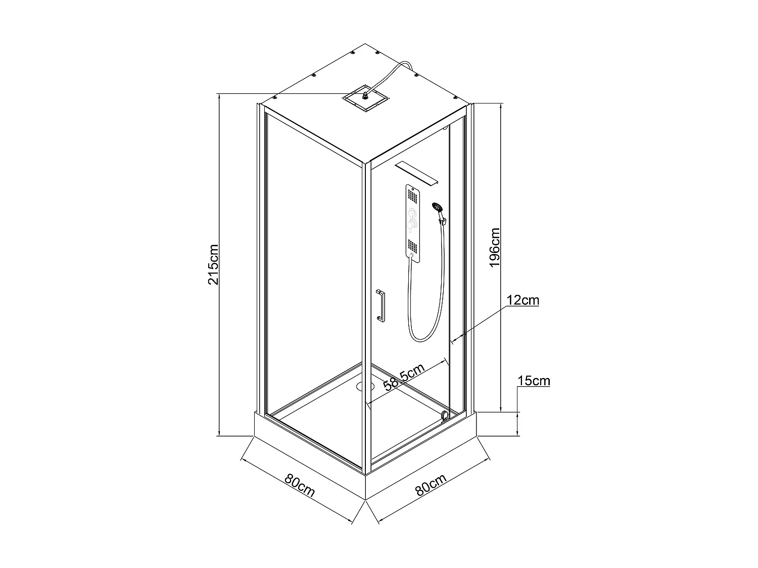 Cabine de douche hydromassante - Installation réversible - L80 x l80 x H215 cm - FOMIRA