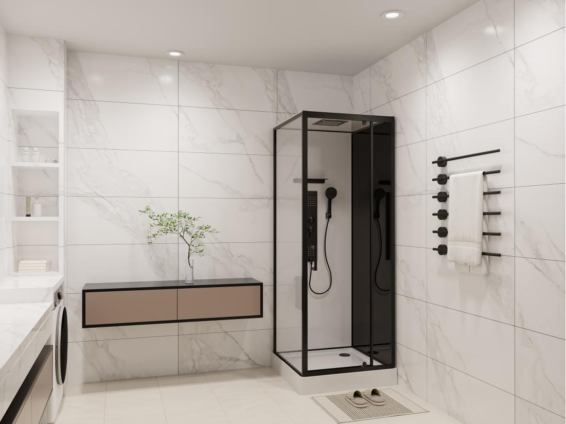 vente unique Cabine de douche hydromassante - Installation réversible - L80 x l80 x H215 cm - FOMIRA