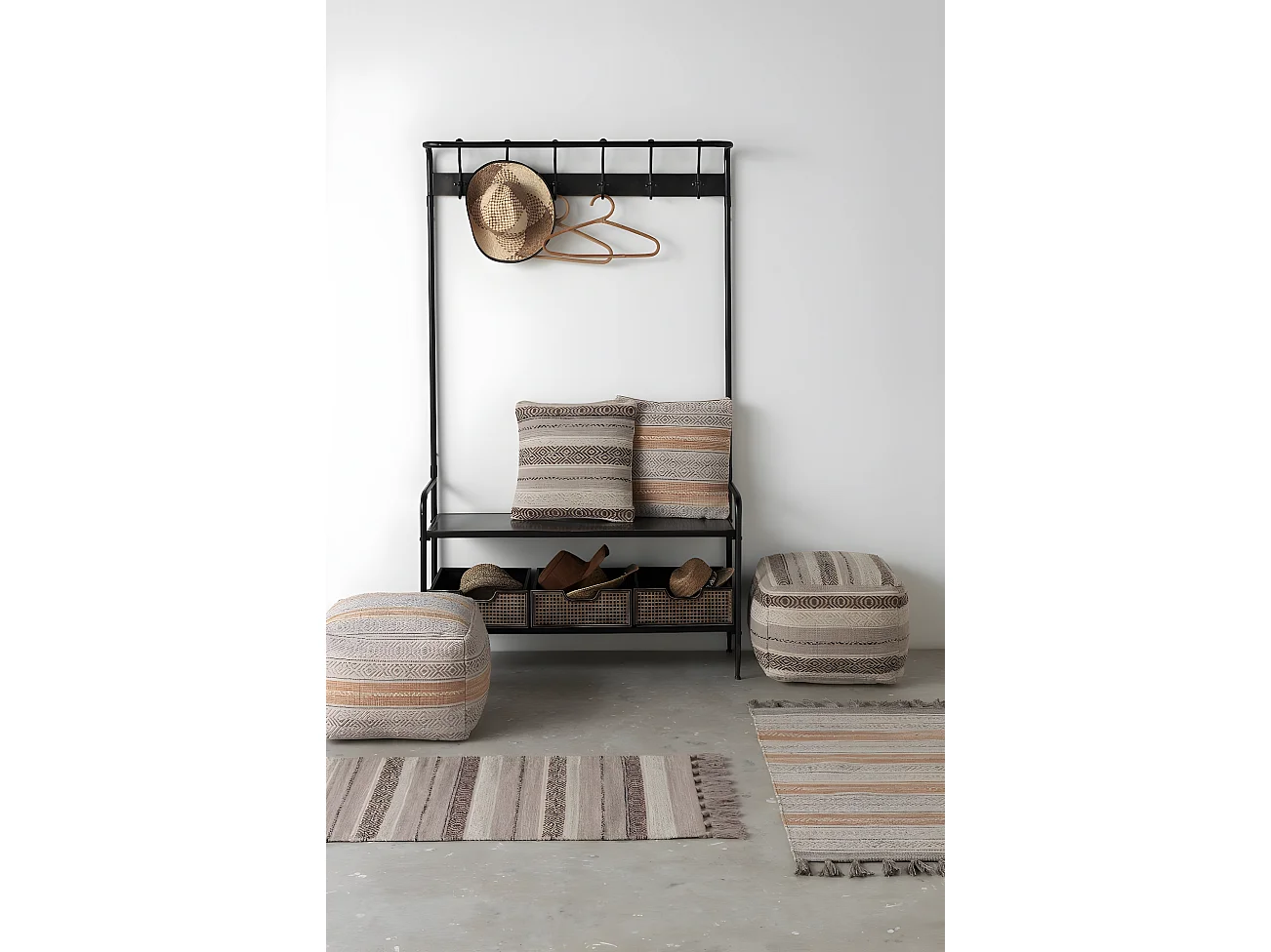 Rötlicher Baumwollhocker 45x45x35 cm