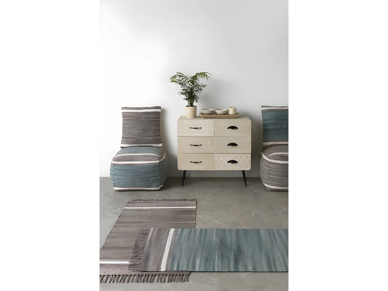 Pouf in cotone grigio 45x45x35 cm