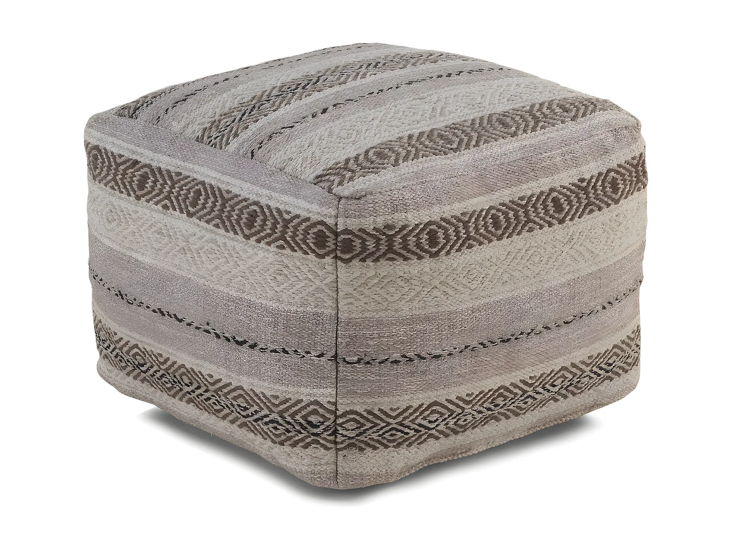 Beigefarbener Baumwollhocker 45x45x35 cm