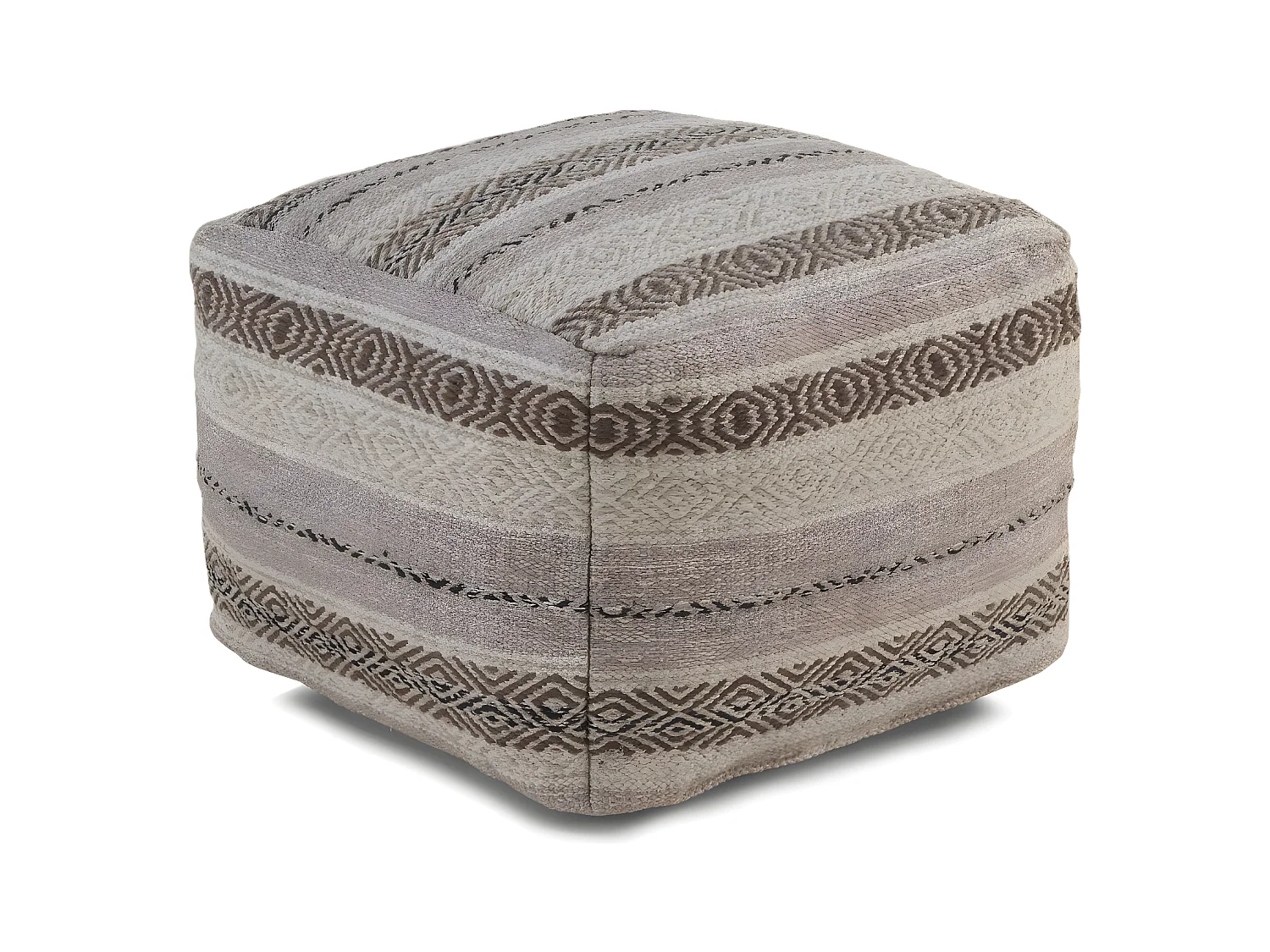 Pouf en coton beige 45x45x35 cm