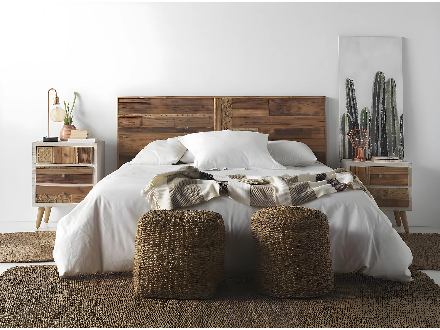 Pouf en algues marines et coton 40 cm de diamètre