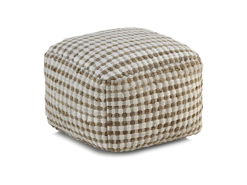 Sitzpuff aus Baumwolle und natürlicher Jute, 45 x 45 x 35 cm