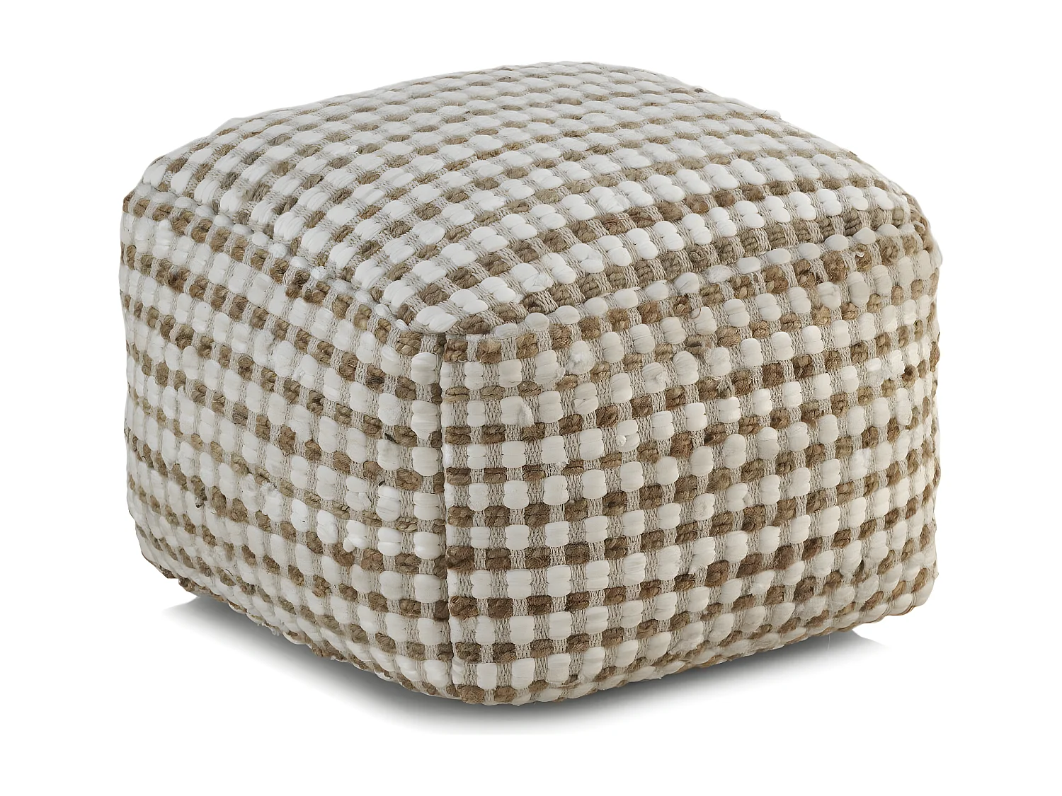 Sitzpuff aus Baumwolle und natürlicher Jute, 45 x 45 x 35 cm