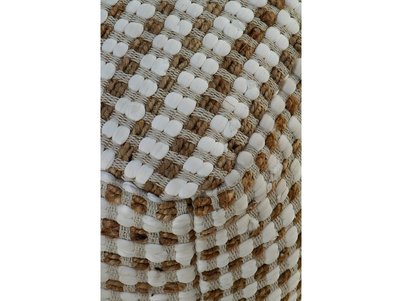 Sitzpuff aus Baumwolle und natürlicher Jute, 45 x 45 x 35 cm