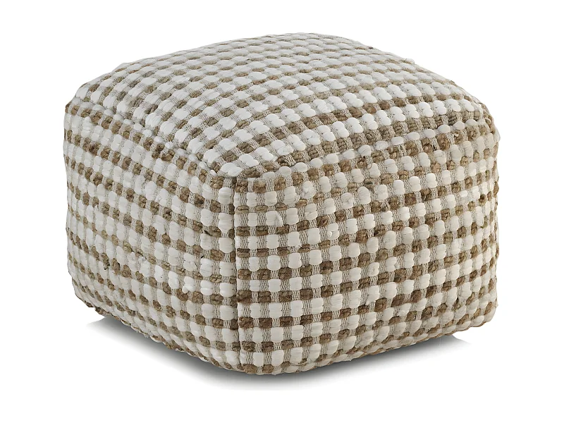 Pufe de algodão e juta natural 45x45x35 cm