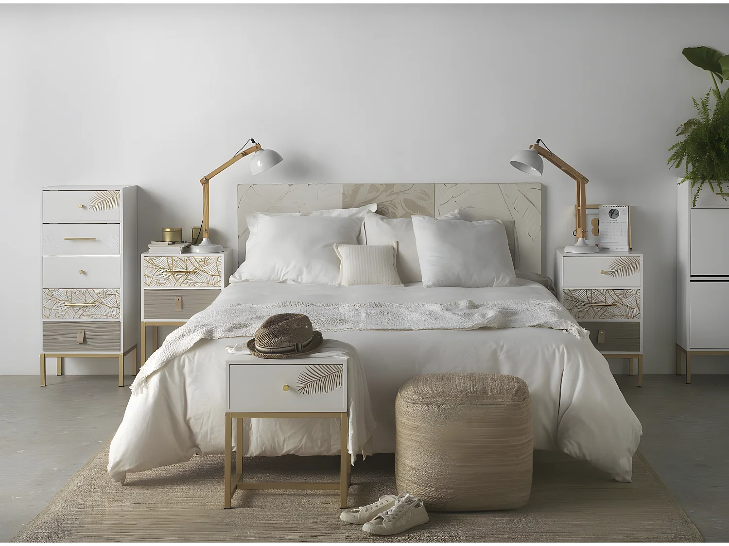 Sitzpuff aus natürlicher Jute, Kokosnuss und Baumwolle, 40x40x40