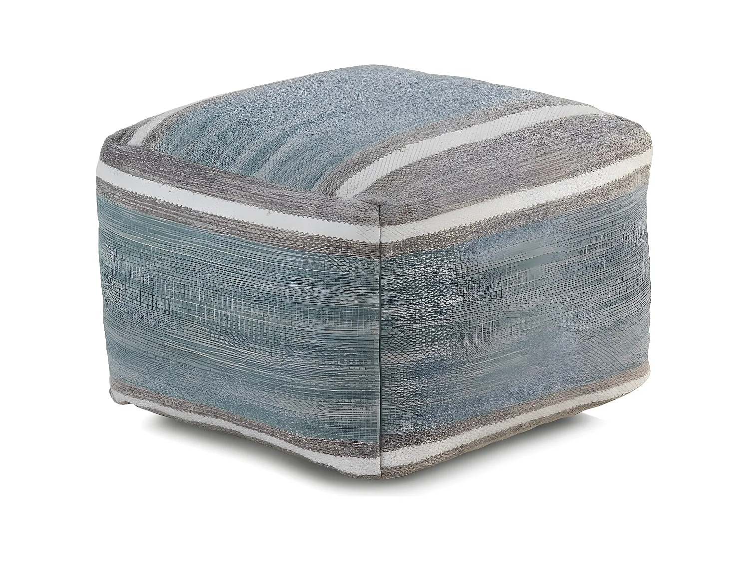 Pouf en coton bleu-vert 45x45x35 cm