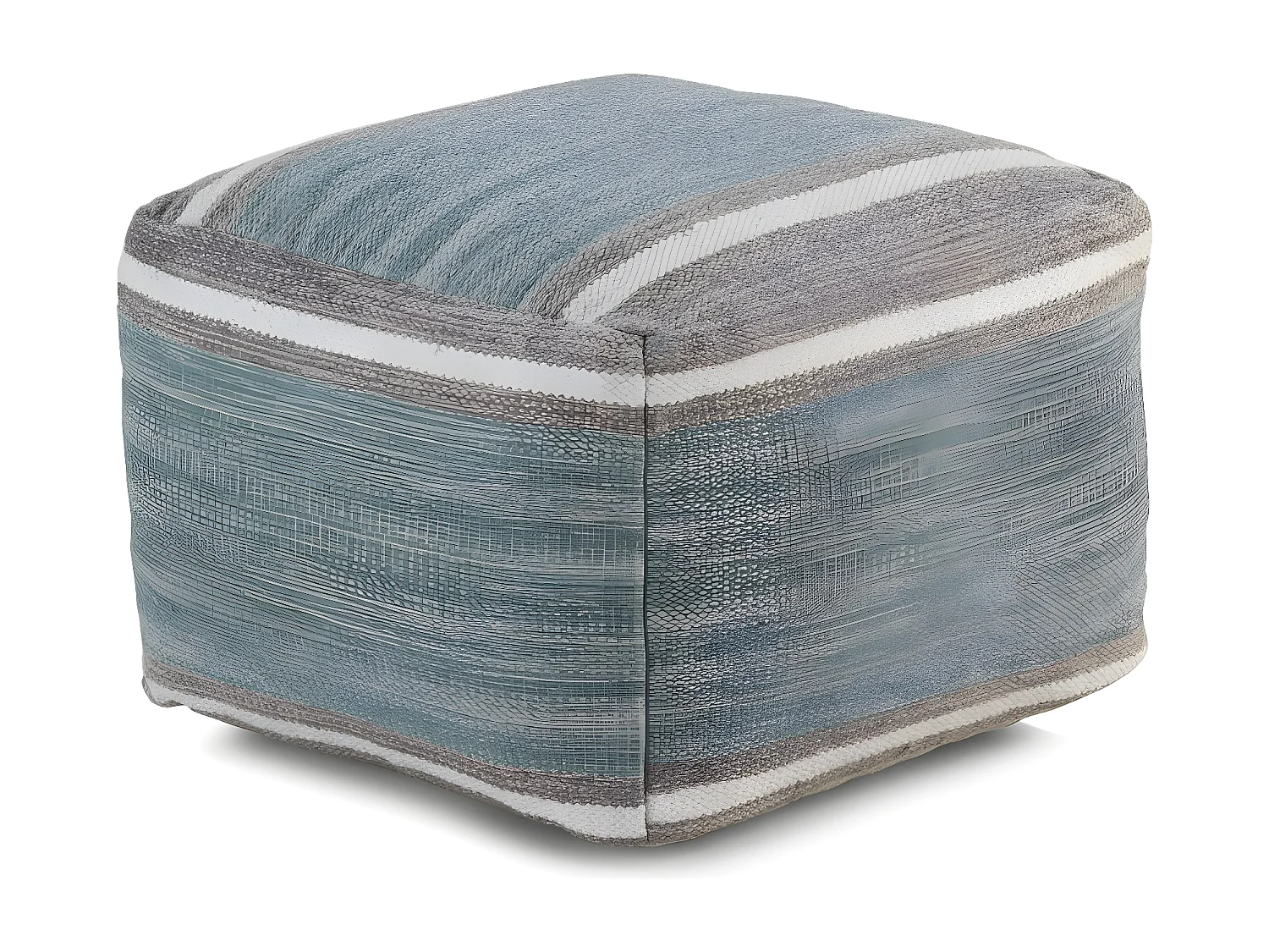 Pouf in cotone blu-verde 45x45x35 cm