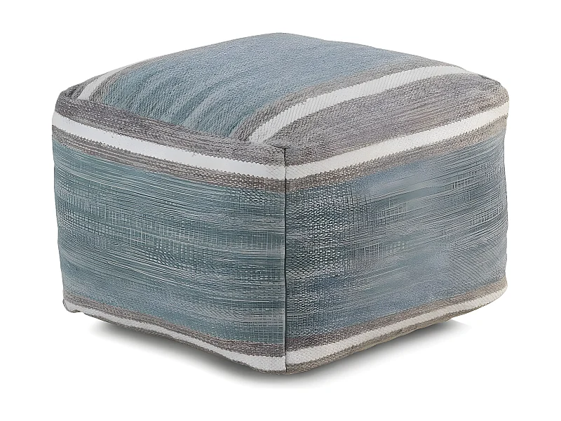 Blaugrüner Sitzpuff aus Baumwolle, 45 x 45 x 35 cm