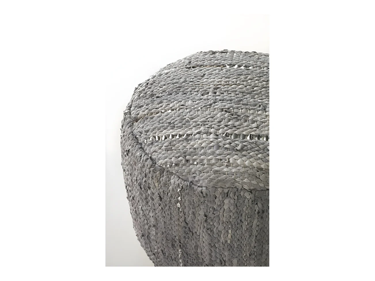 Puf redondo cuero y algodón  45 diámetro