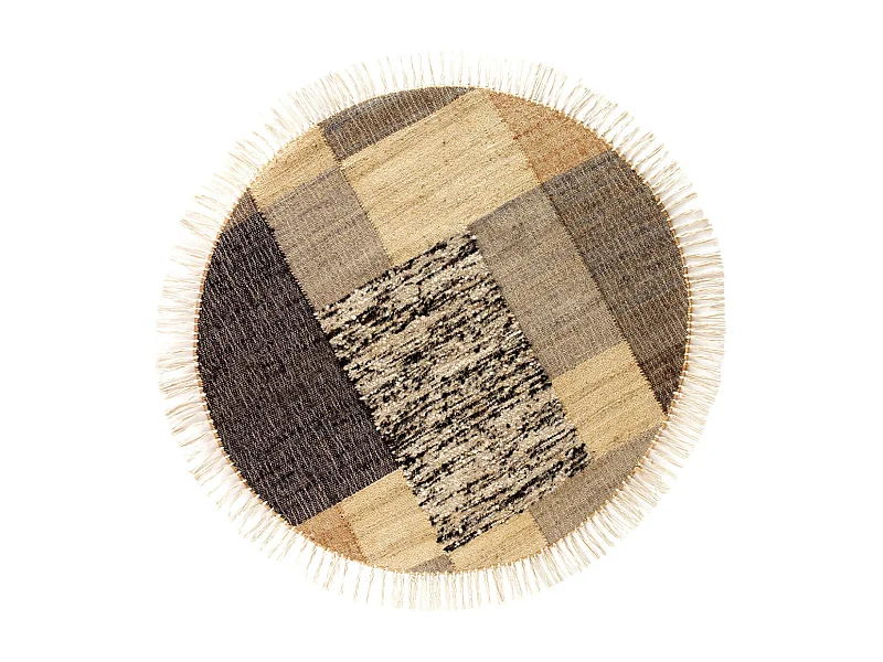 Tapis de laine et de coton en jute 180 cm diametre