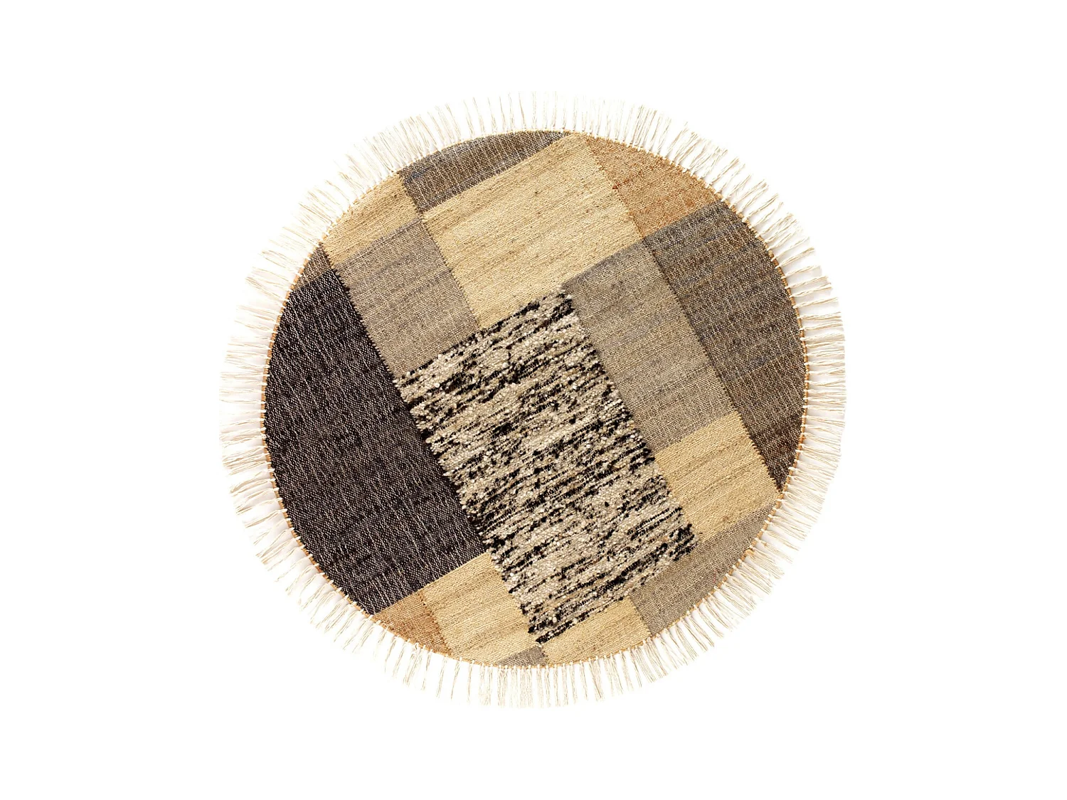 Tapis de laine et de coton en jute 180 cm diametre