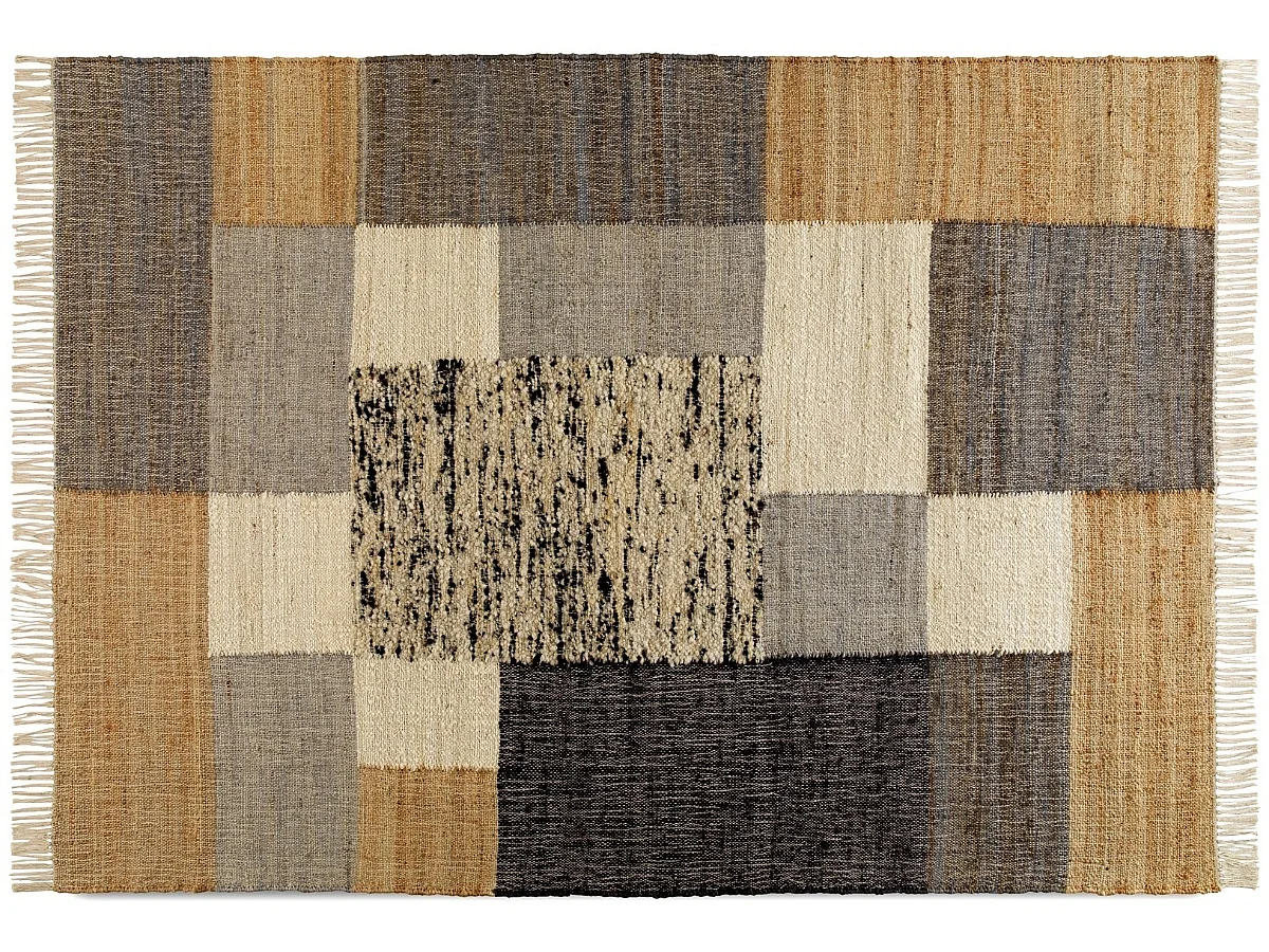 Tapis en jute, laine et coton 120 x 180 cm