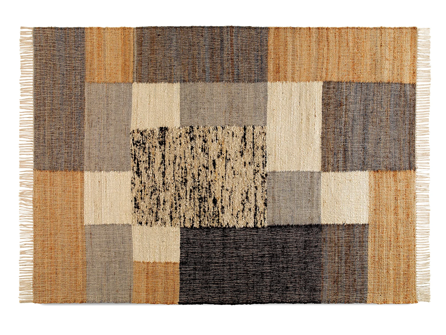 Tapis en jute, laine et coton 120 x 180 cm