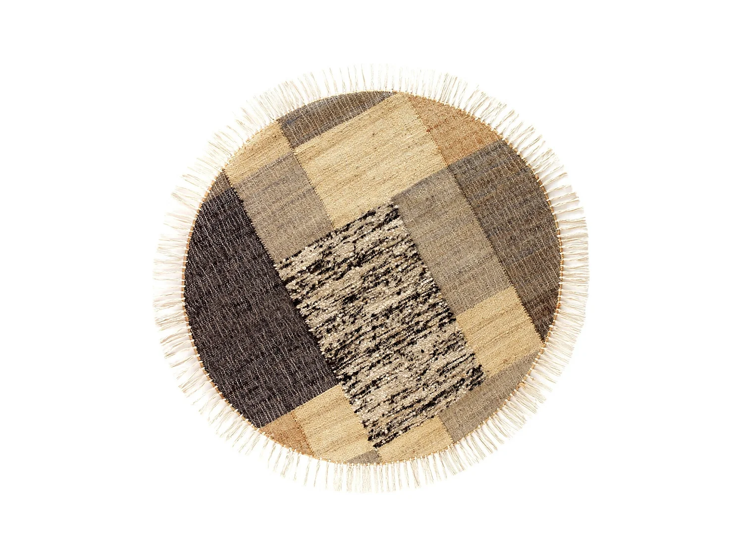 Tapis en jute, laine et coton 240 cm diametre