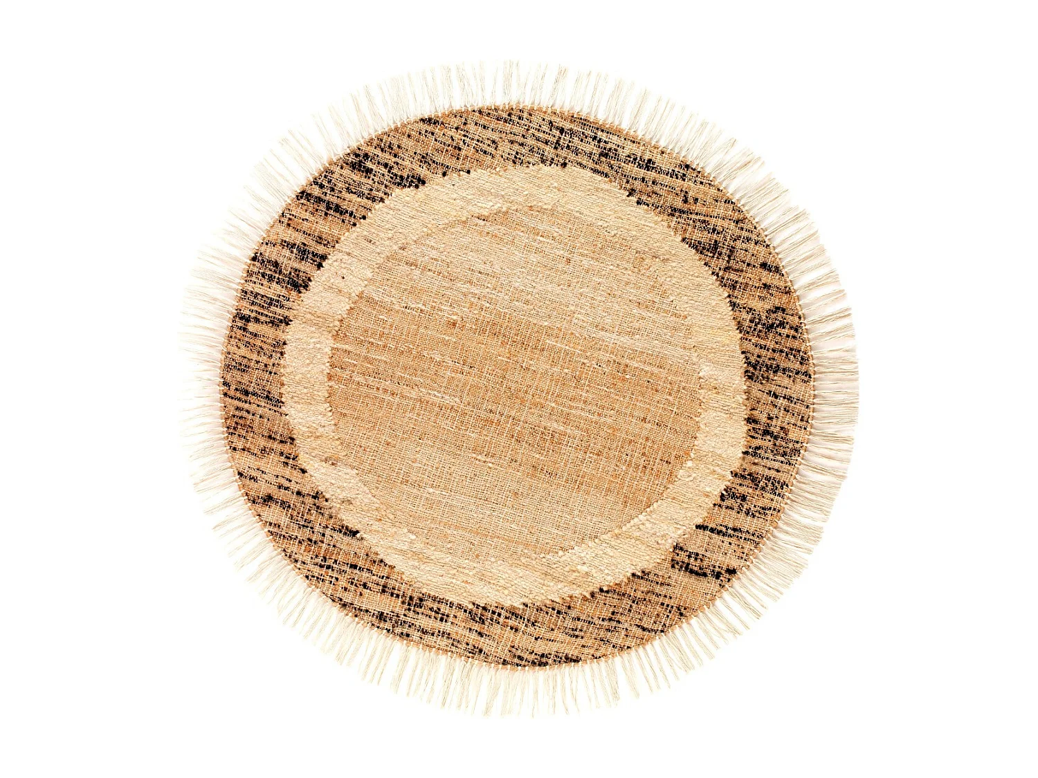 Tapete de lã de juta e algodão 120 cm diam.