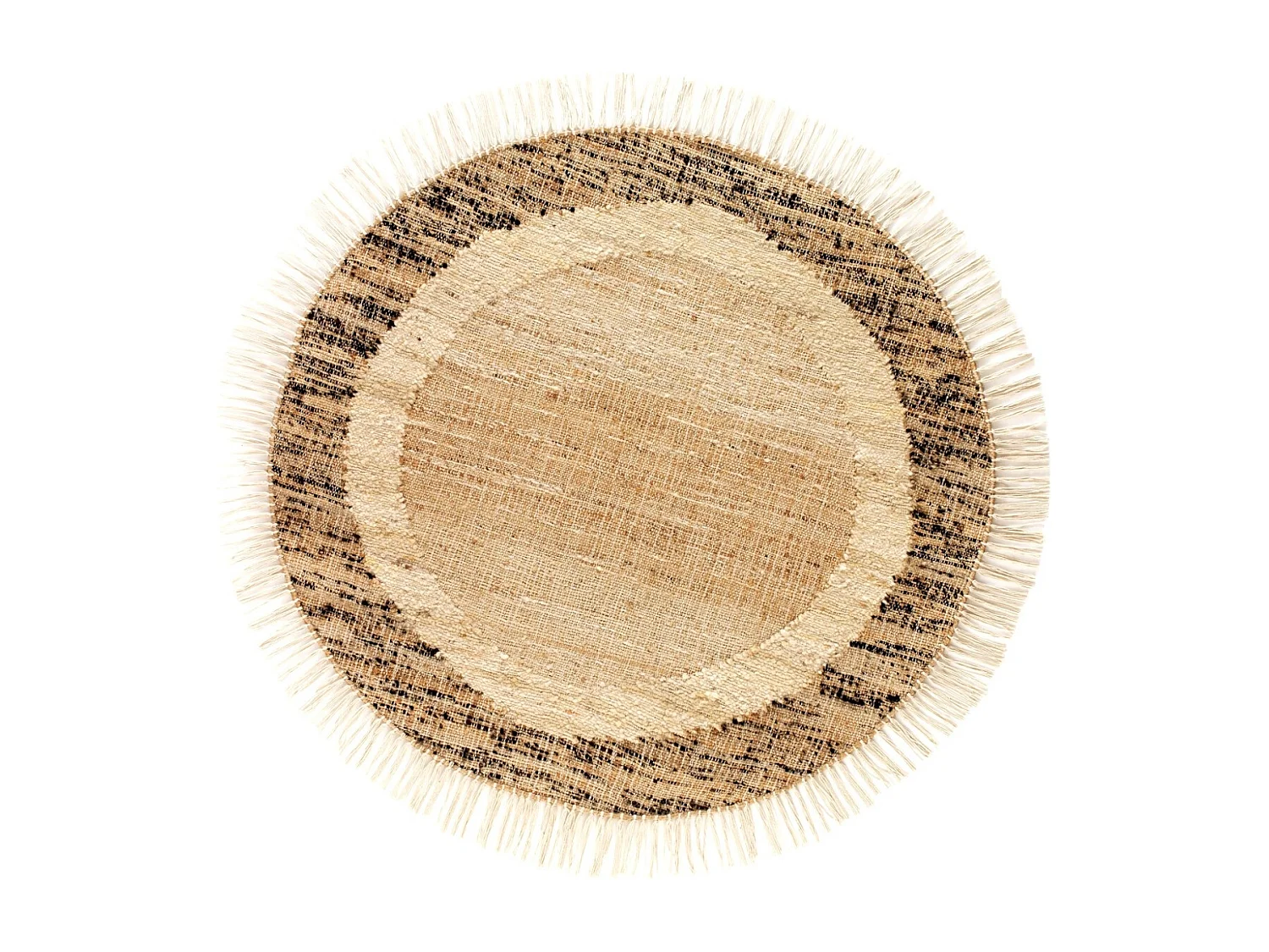 Teppich aus Jutewolle und Baumwolle, 240 cm Durchmesser.