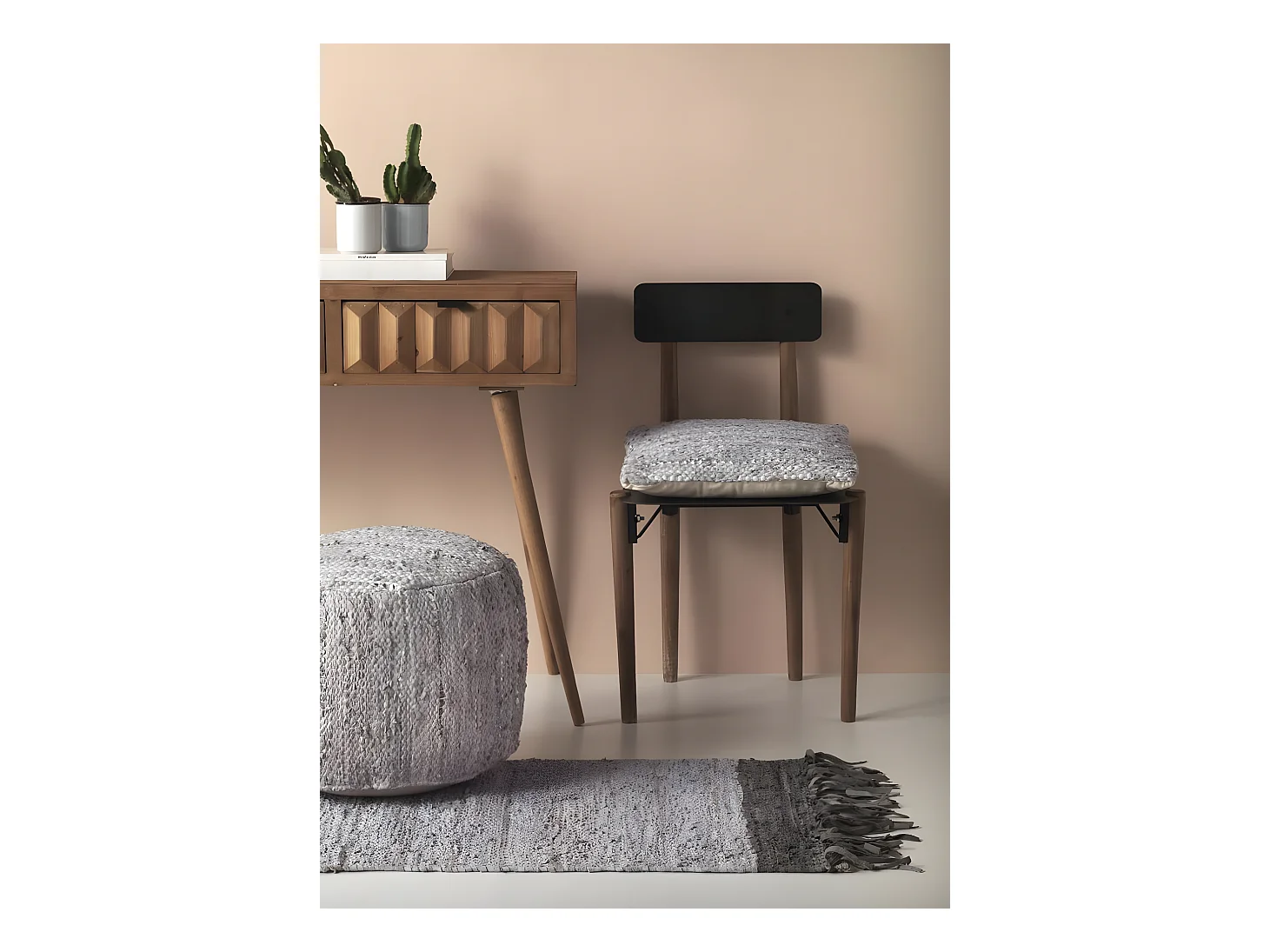 Teppich aus Leder und Baumwolle, 60 x 120 cm