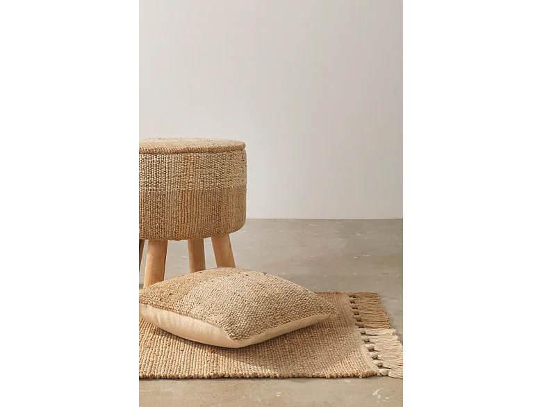 Petit tapis en jute et coton 60 x 120 cm