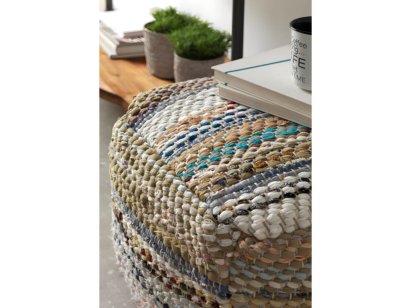 Tappeto in cotone, poliestere e juta 60x120 cm