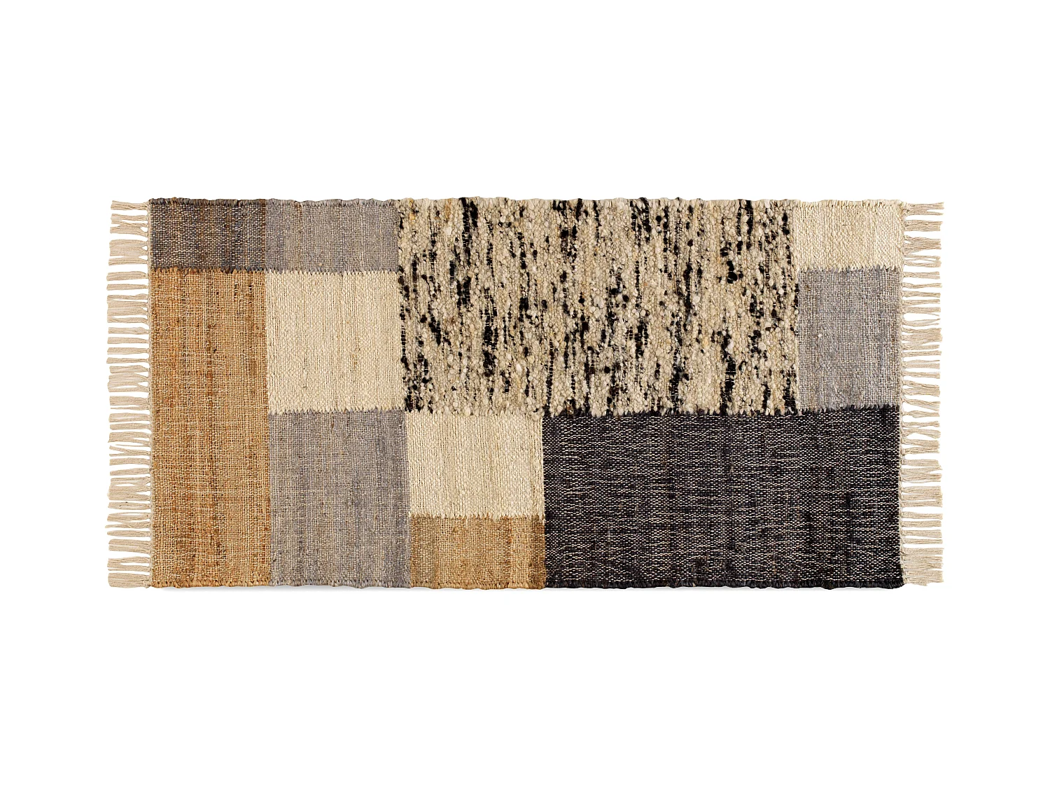 Tapis en jute, laine et coton 60x120 cm