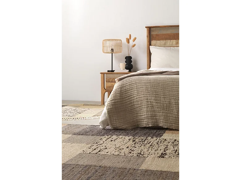 Petit tapis en jute, laine et coton 60 x 120 cm