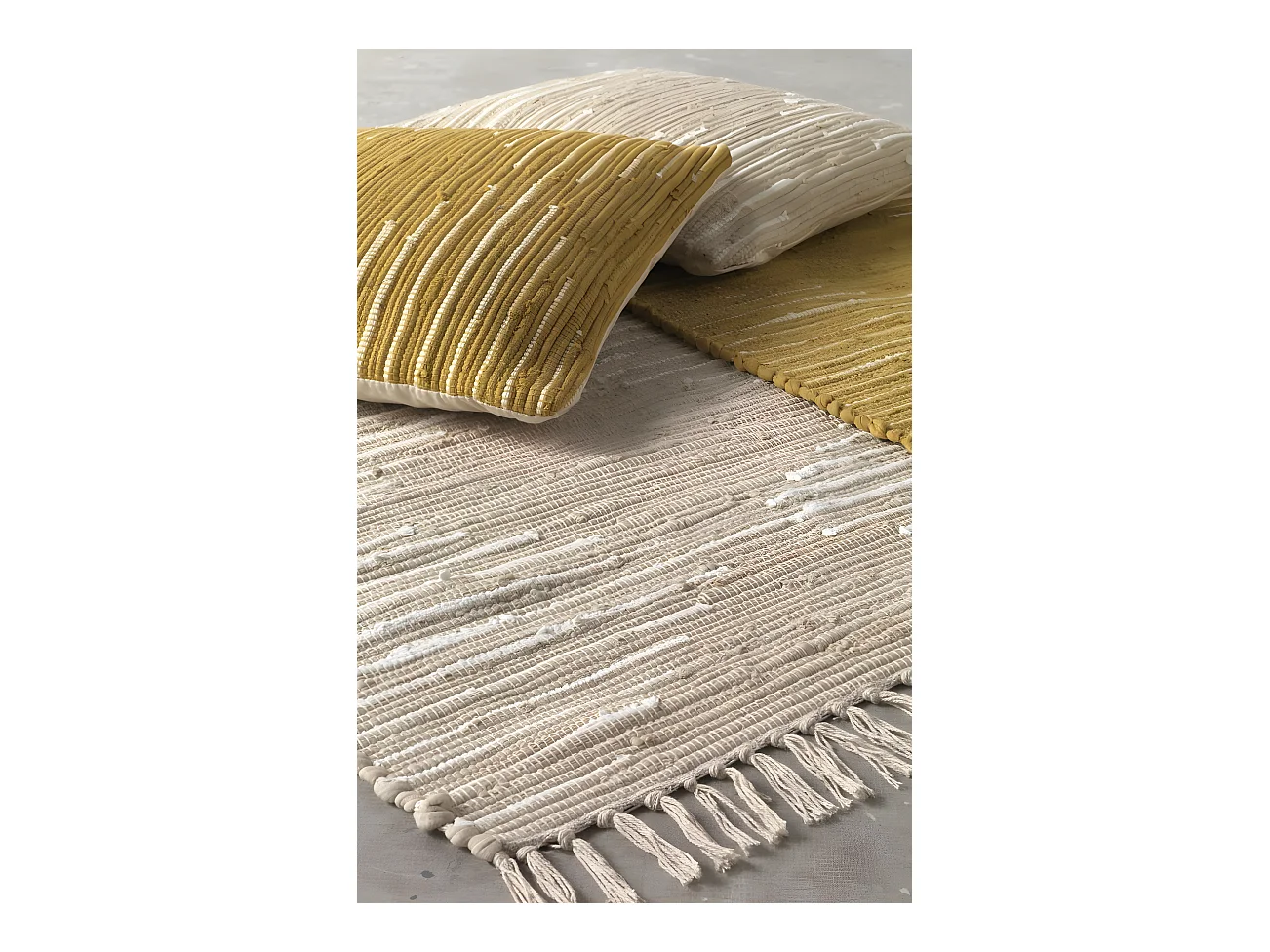 Tappeto in cotone beige 60x120 cm