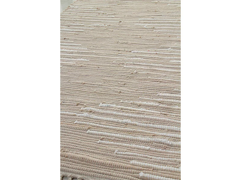 Beige katoenen vloerkleed 60 x 120 cm