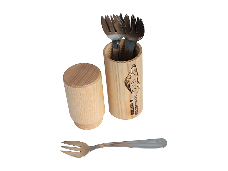 Fourreau et 6 fourchettes à huître