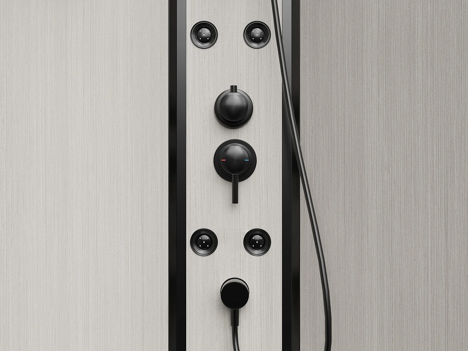 Duschkabine mit Hydromassage - Bambusfasern - Schwarz matt - 80 x 80 x 225 cm - ARDALI