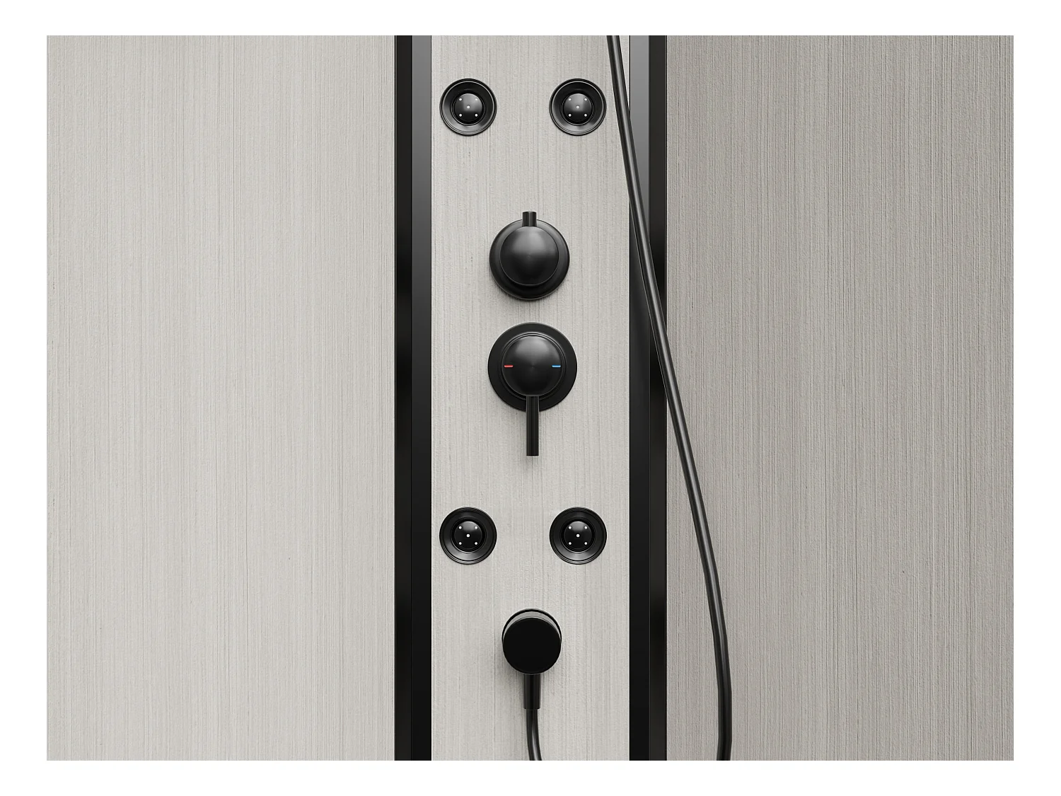 Cabine de douche hydromassante en fibre de bambou - Noir mat - L80 x l80 x H225 cm - ARDALI