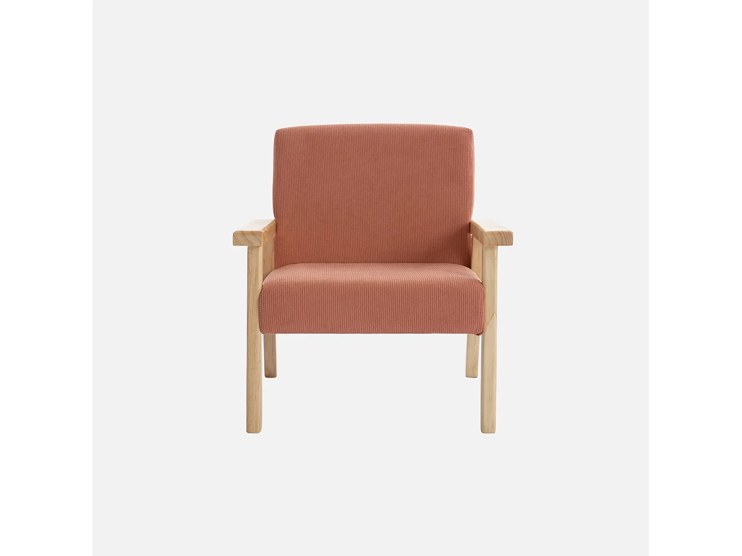 Fauteuil enfant en bois et velours côtelé terracotta. ISAK L 47 x P 43.5 x H 50cm