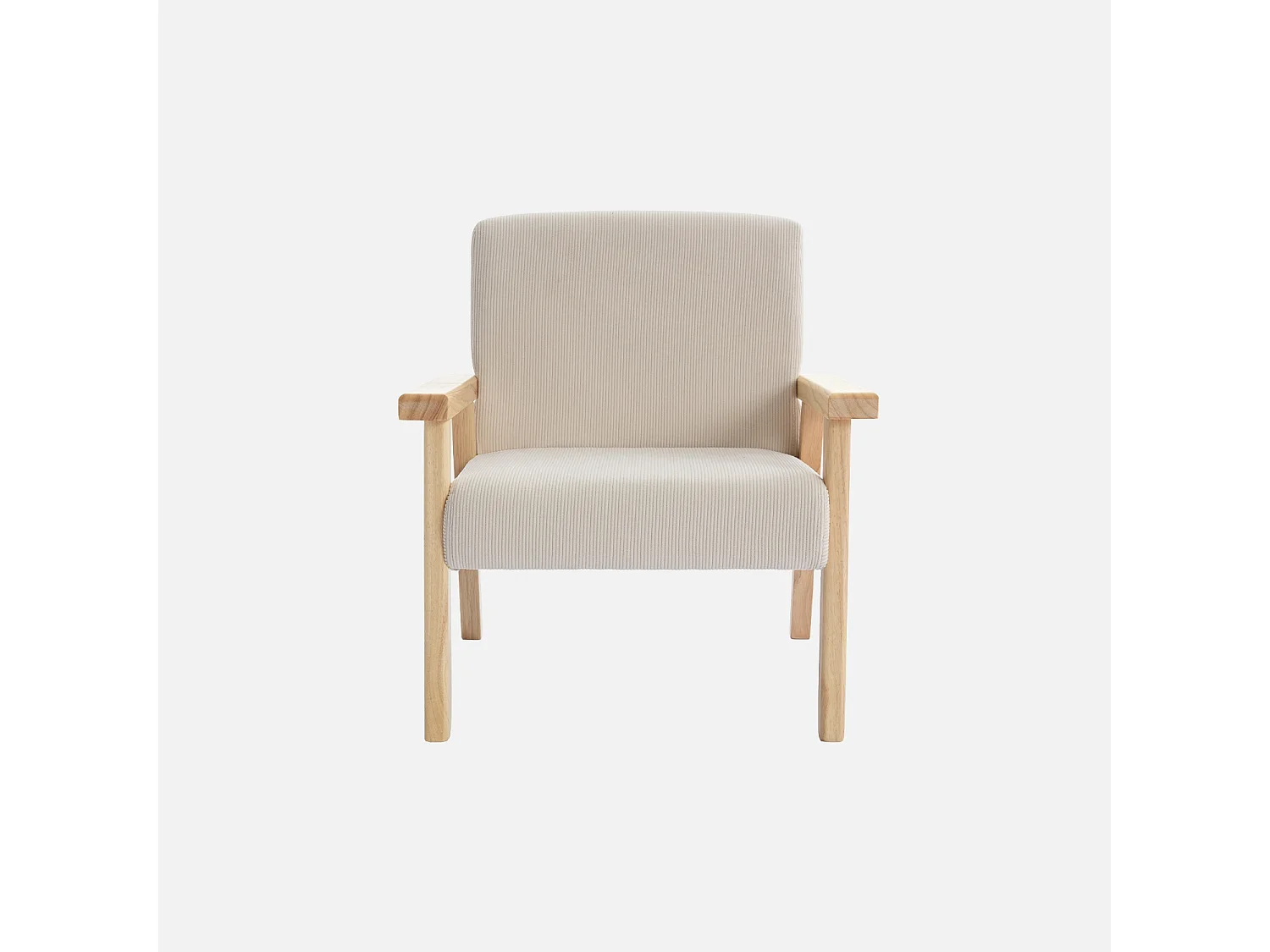Fauteuil enfant en bois et velours côtelé crème. ISAK L 47 x P 43.5 x H 50cm