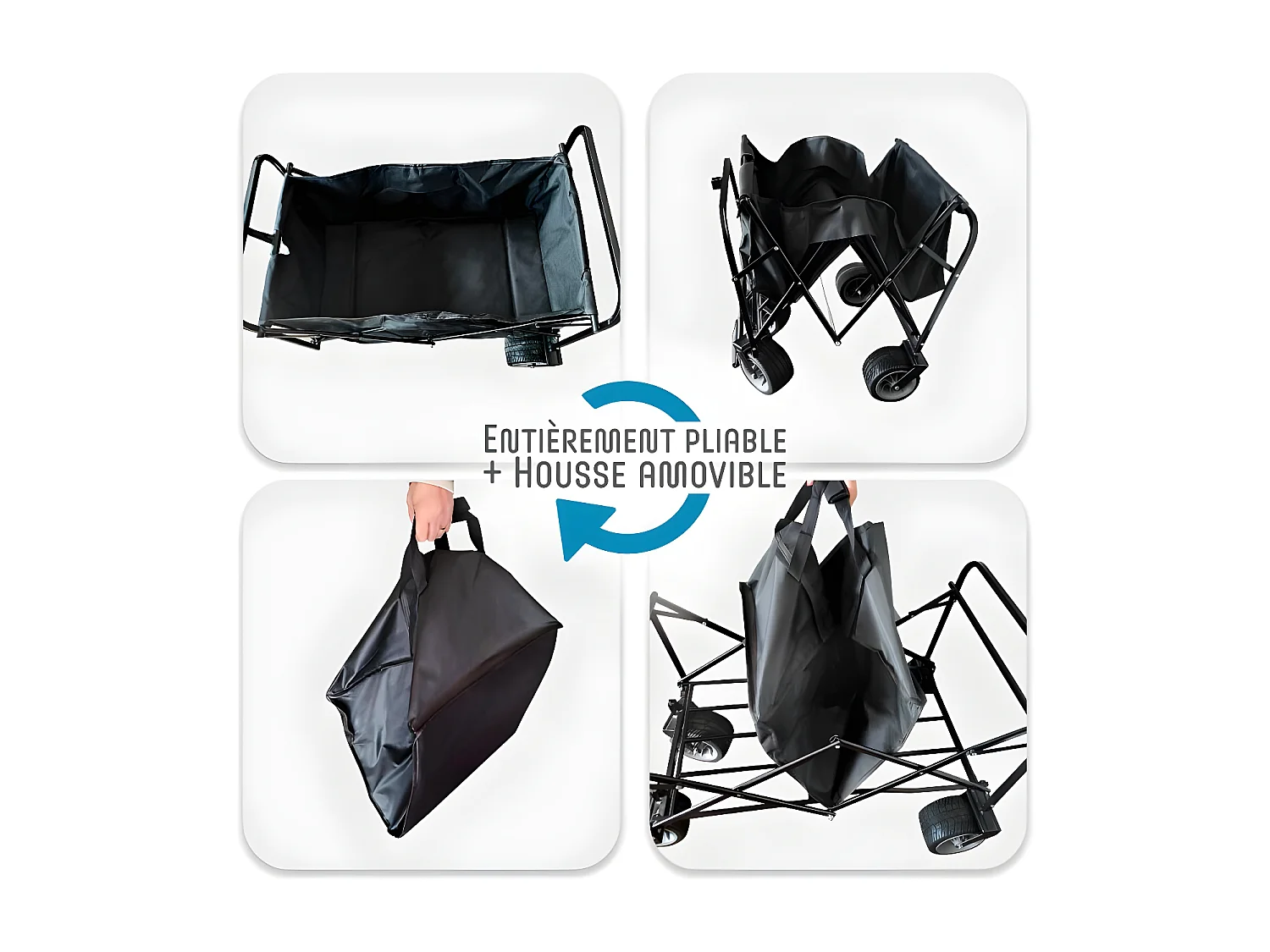 Chariot de Transport Pliable Campcruiser - Utilitaire Tout terrain Camping, Plage, Jardin 93 x 56 x 122 cm - Charge 80Kg