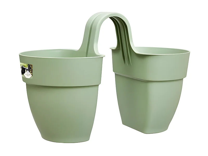 Pot de fleurs - Vibia Campana Flower Twin 21 - Vert Pistache - Balcon extérieur - L 38.4 x W 20.5 x H 26.5 cm