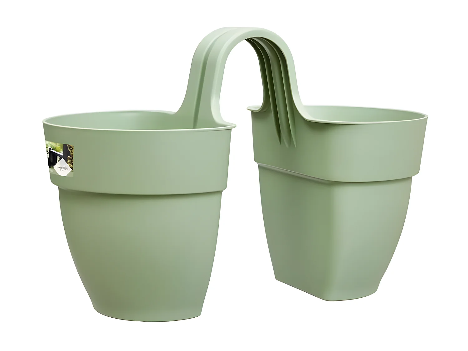 Pot de fleurs - Vibia Campana Flower Twin 21 - Vert Pistache - Balcon extérieur - L 38.4 x W 20.5 x H 26.5 cm